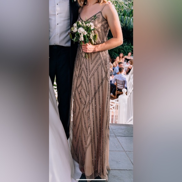 Adrianna Papell Dresses & Skirts - ADRIANNA PAPELL DIAMOND BEADED BLOUSON DRESS IN TAUPE PINK SIZE 4 (LIKE SIZE 2)